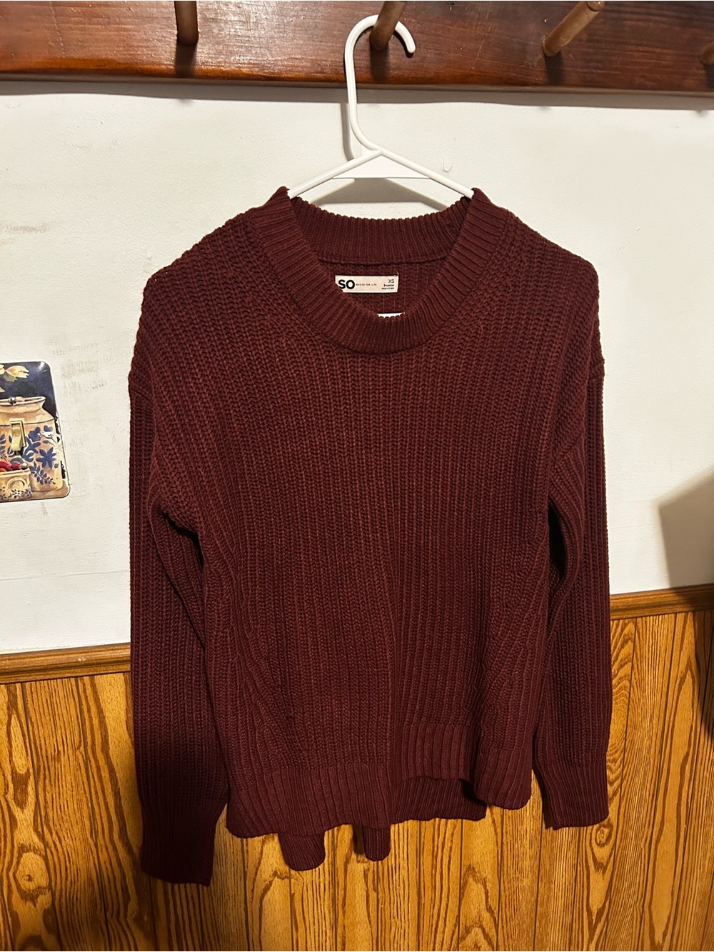 SO Maroon Ribbed Crewneck Sweater